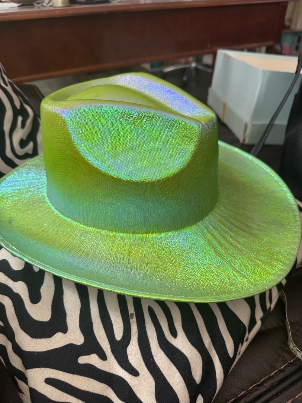 Iridescent Lime Green Fedora Hat